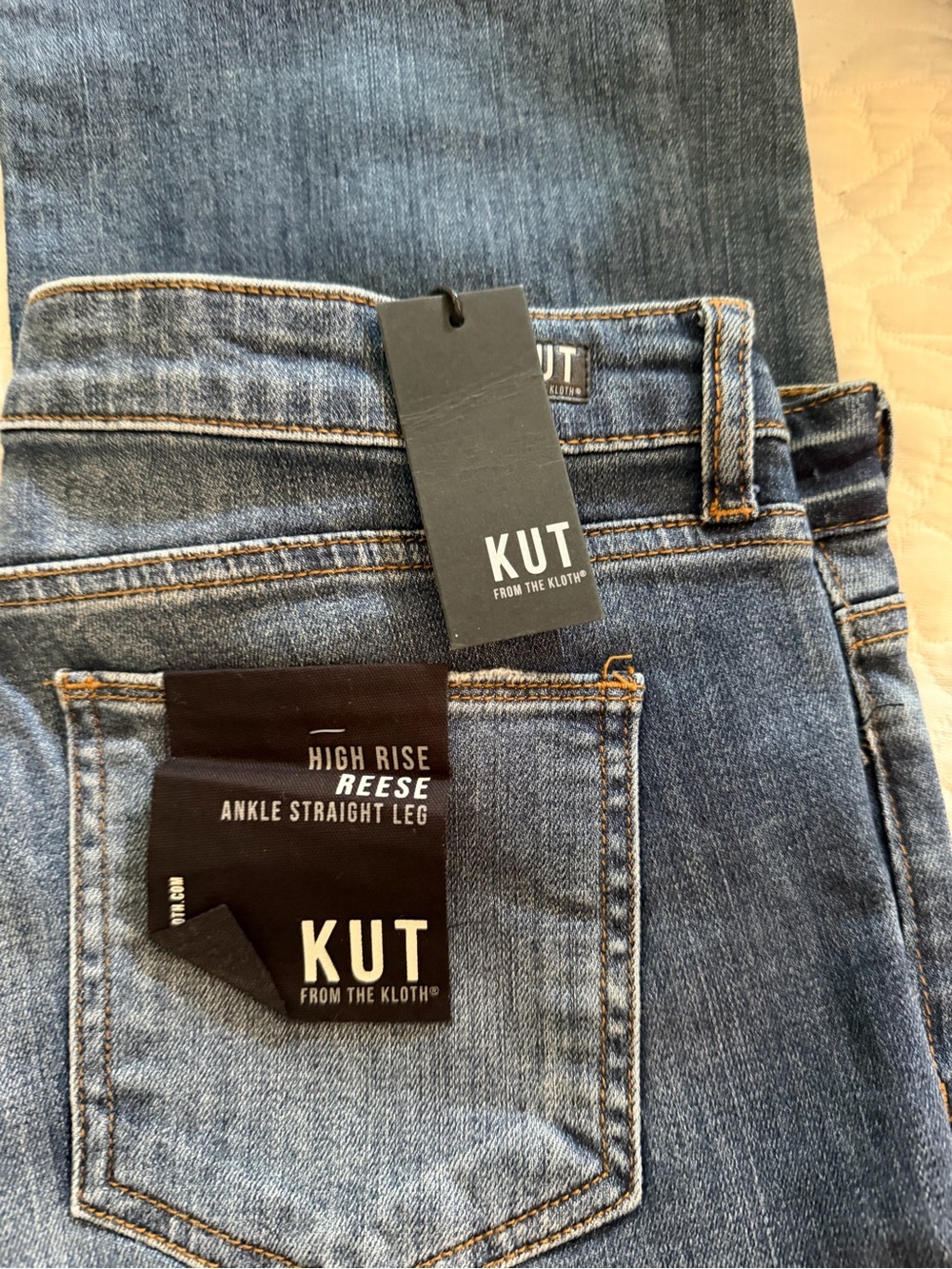 Kut from the Kloth Reese High-Rise Ankle Straight Jeans - Medium Blue